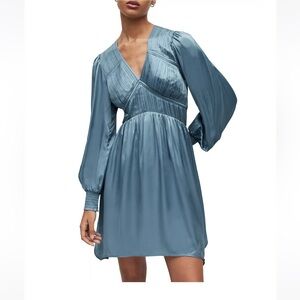 All Saints Silk Está Long Sleeve Asymmetric Dress Size 10 NWT